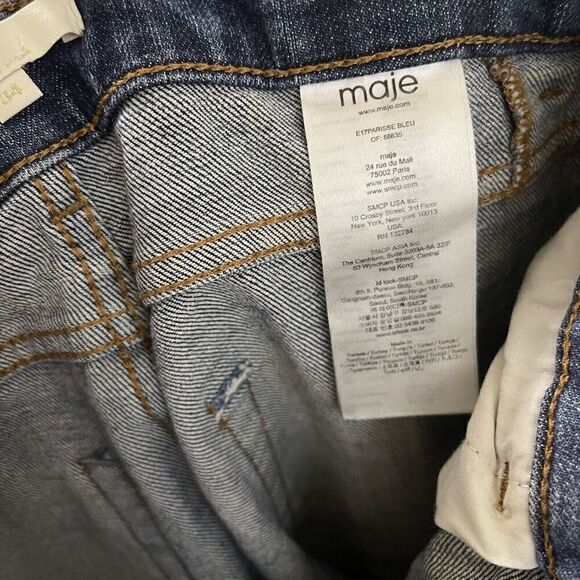 Maje Jeans Blue Fray hem denim jeans Slim Straight size XS US 0 - Picture 4 of 7